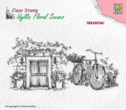 Nellies Clear Stamps - Idyllic Floral Scenes - Old Door with Bike