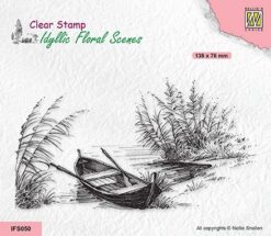 Nellies Clear Stamps - Idyllis Floral Scenes - Lake with Rowing Boat - IFS050